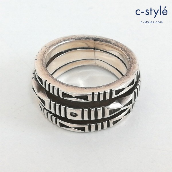 ナバホ族 ジェニファーカーティス3連リング シルバー 指輪 アクセサリー