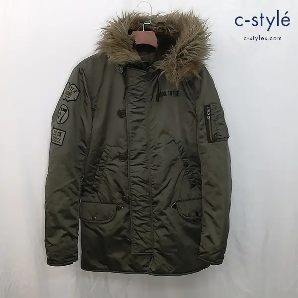 HYSTERIC GLAMOUR N-3B フライトジャケット M カーキ系 4AC-0242 プリマロフト フード ファー ワッペン