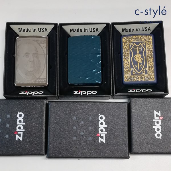 ZIPPO ジッポー オイルライター ドル ブルーチタン 紋章 喫煙具 計3点