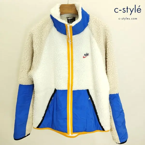 NIKE ナイキ ボアフリースジャケット M マルチカラー BV3722-133 ジップアップ ナイロン切替 刺繍ロゴ