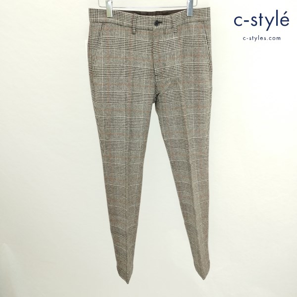 EDIFICE エディフィス ウールスラックス M ブラウン 18-030-300-1009-3-0 チェック柄 パンツ