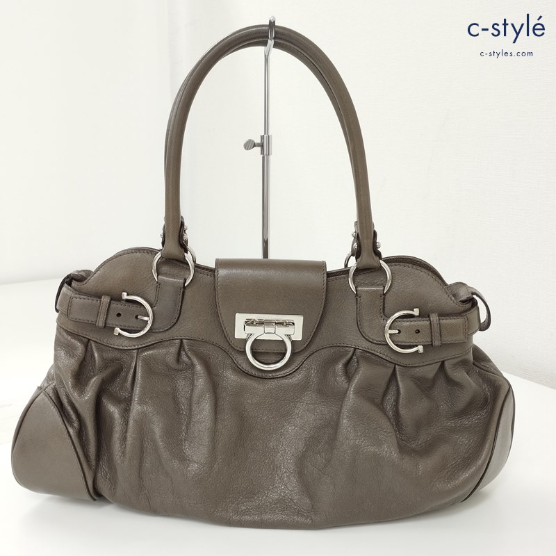 Salvatore Ferragamo サルヴァトーレフェラガモ ガンチーニ ハンドバッグ ブロンズ AU-21 レザー