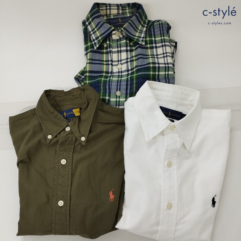 POLO RALPH LAUREN ポロラルフローレン シャツ S M チェック柄 長袖 ポニー刺繍 無地 計3点