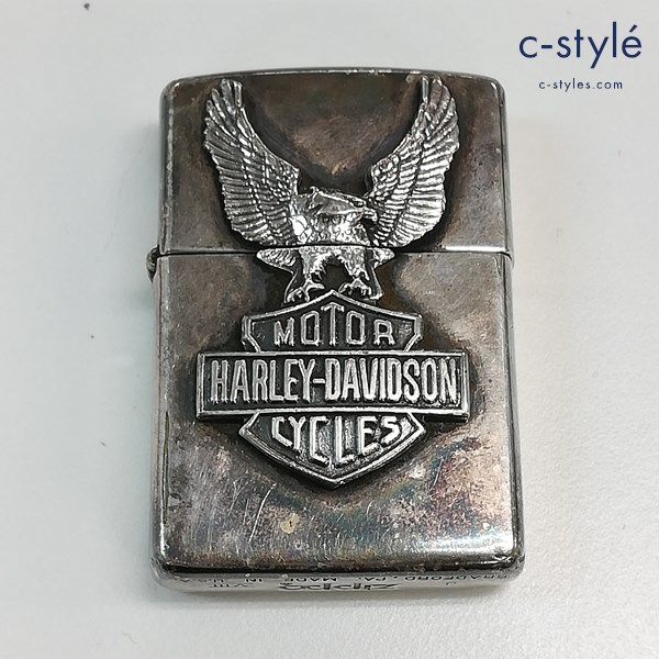 ZIPPO ジッポー 1992年製 HARLEY-DAVIDSON MOTOR CYCLES オイルライター シルバー 立体エンブレム