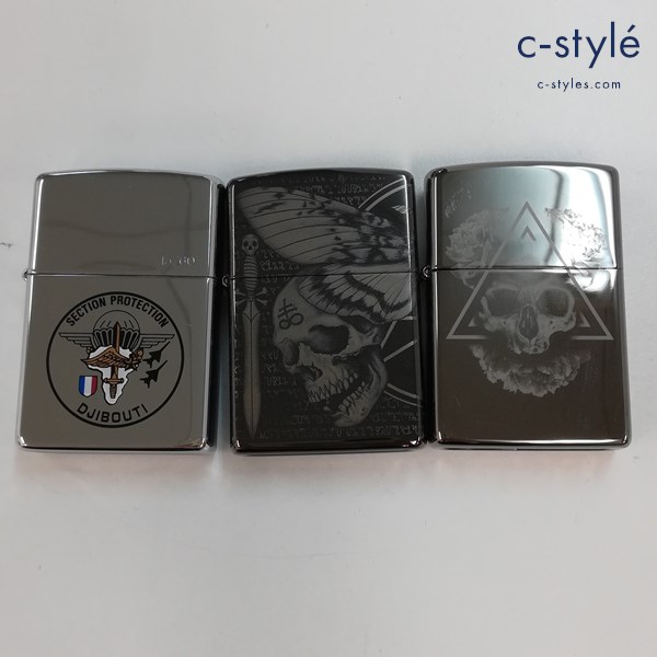 ZIPPO ジッポー オイルライター DJIBOUTI ドクロ ガイコツ 髑髏 喫煙具 計3点