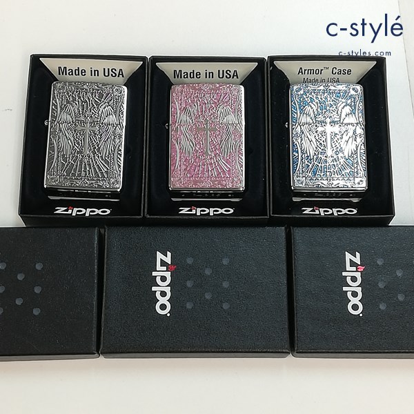 ZIPPO ジッポー オイルライター 天使 羽 クロス 十字架 喫煙具 計3点