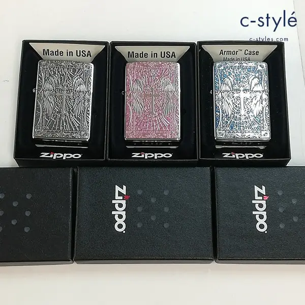 ZIPPO ジッポー オイルライター 天使 羽 クロス 十字架 喫煙具 計3点