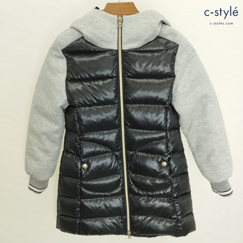 HERNO ヘルノ ダウンコート 8A ブラック×グレー フード 袖スウェット PI0050G キッズ 男の子 女の子