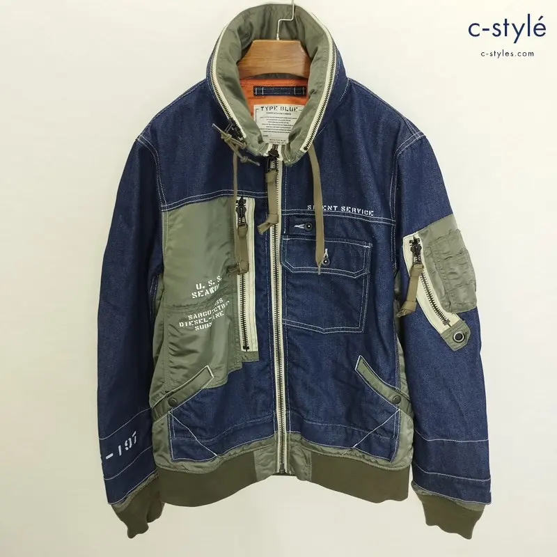 AVIREX アヴィレックス コンビネーション カスタムデニムジャケット XL インディゴ フード付き ジップアップ