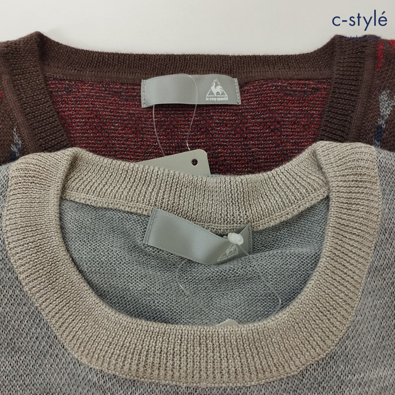 le qoc sportif ルコック スポルティフ L’OEUF M Vネック ブラウン系 クルーネック グレー系 ルフ ニット
