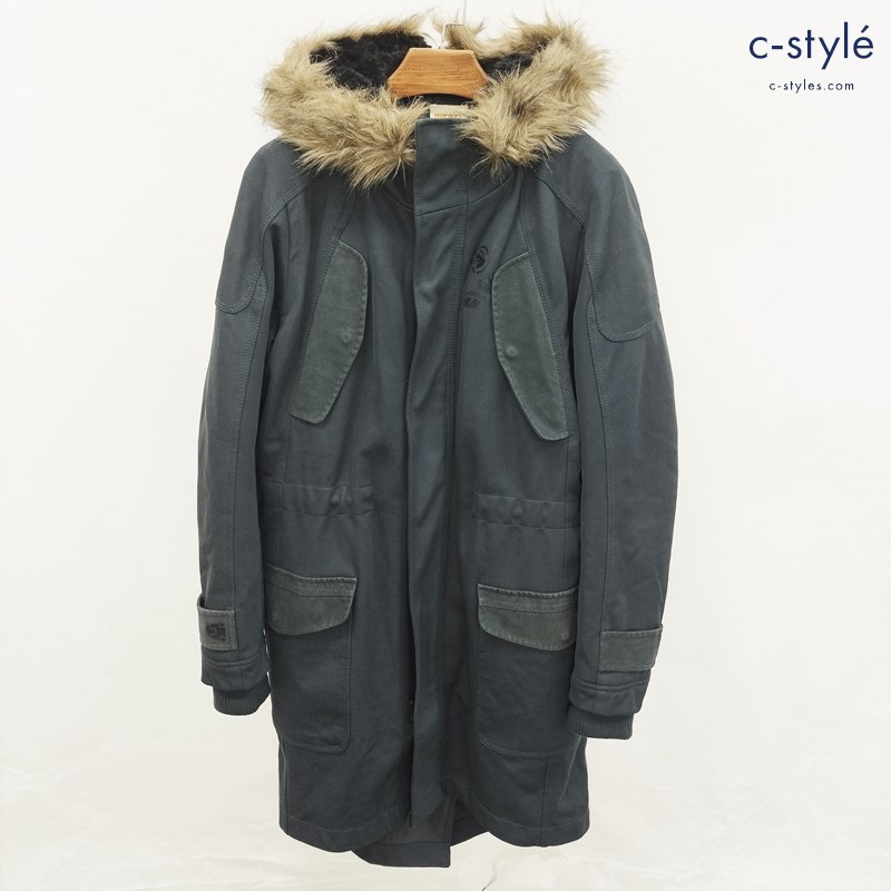 DIESEL ディーゼル ファー付き モッズコート S グリーン系 裏ボア 厚手