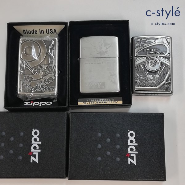ZIPPO ジッポー オイルライター ムテキング Lights Beautifully HARLEY-DAVIDSON 喫煙具 計3点