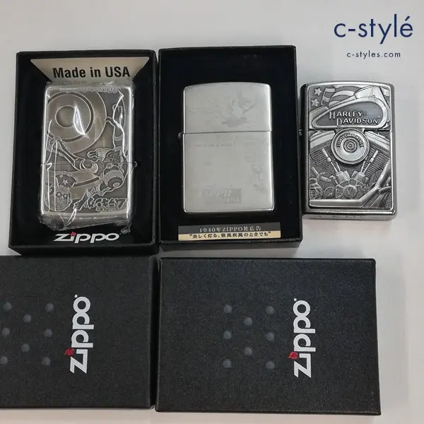 ZIPPO ジッポー オイルライター ムテキング Lights Beautifully HARLEY-DAVIDSON 喫煙具 計3点