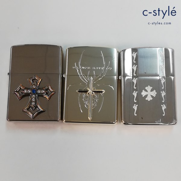 ZIPPO ジッポー オイルライター クロス 十字架 喫煙具 3種 シルバー