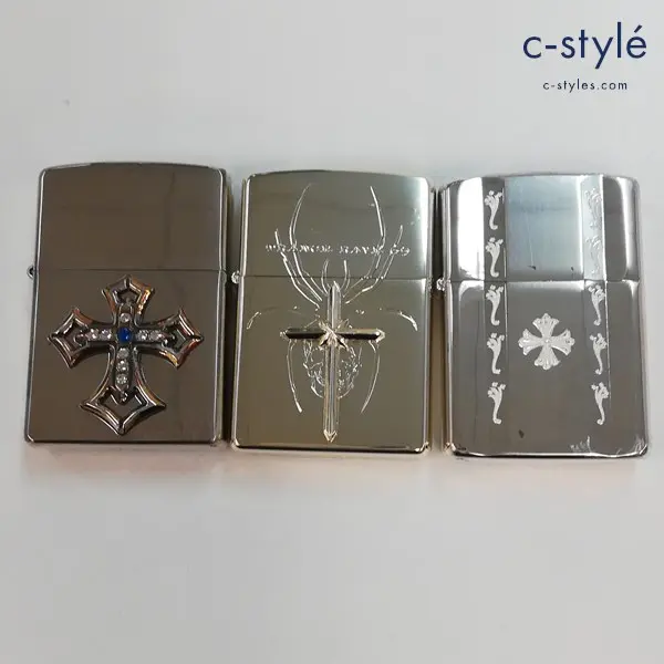 ZIPPO ジッポー オイルライター クロス 十字架 喫煙具 3種 シルバー