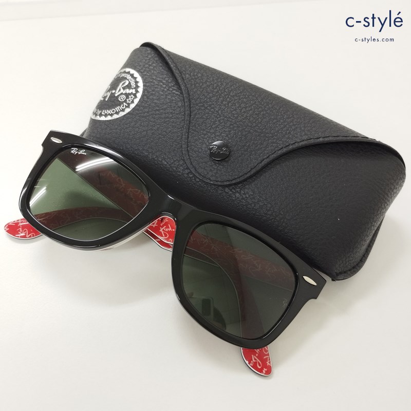 Ray-Ban レイバン サングラス 52□22-150 ブラック×レッド RB2140F 1016 イタリア製 ロゴ