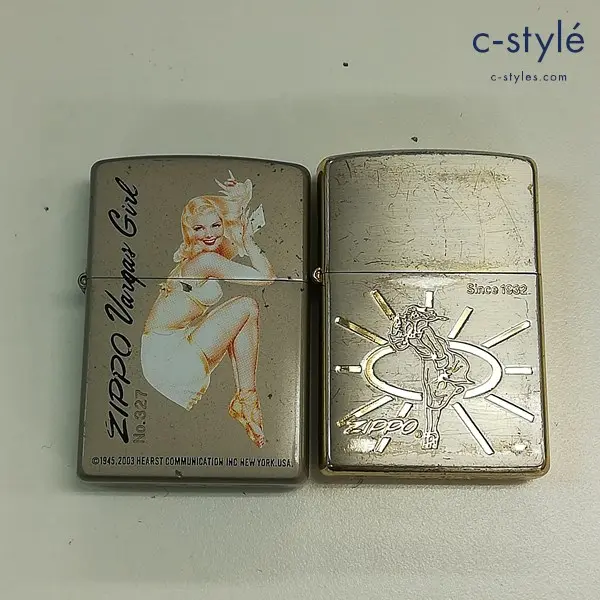 ZIPPO ジッポー オイルライター 2002年製 Vargas Girl バルガス 2003年製 Windy girl ウィンディ 喫煙具 計2点