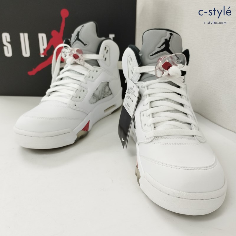 NIKE × Supreme AIR JORDAN 5 エアジョーダン5 RETRO スニーカー 27㎝ 824371-101 靴 コラボ