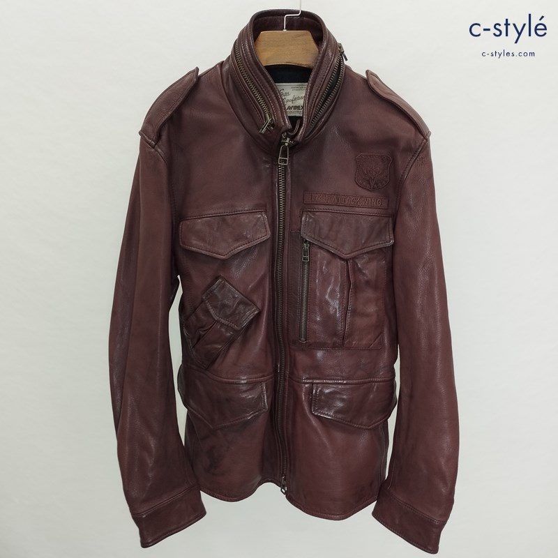 AVIREX アヴィレックス M-65 M ブラウン レザージャケット 6151067 山羊革