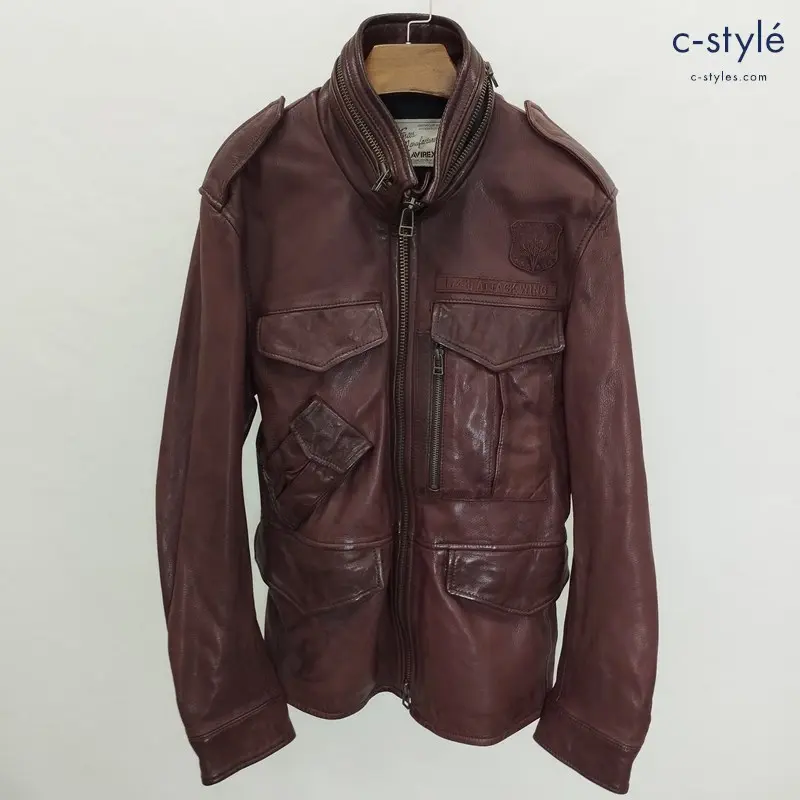 AVIREX アヴィレックス M-65 M ブラウン レザージャケット 6151067 山羊革