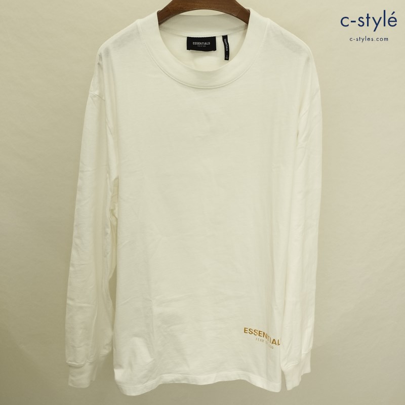 FOG ESSENTIALS エフオージーエッセンシャルズ Tシャツ S ホワイト 長袖 綿100％ ロゴ GOLD PRINT LOGO LIS TEE