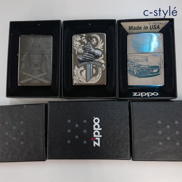 ZIPPO ジッポー オイルライター 武士 剣 車 喫煙具 計3点