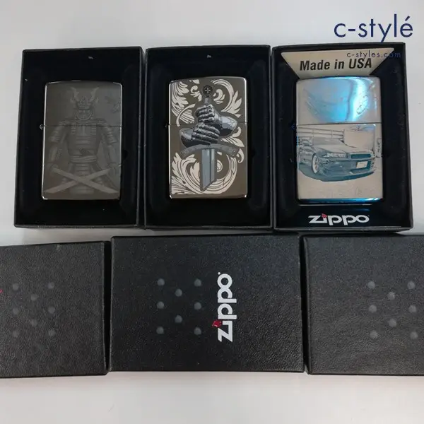ZIPPO ジッポー オイルライター 武士 剣 車 喫煙具 計3点