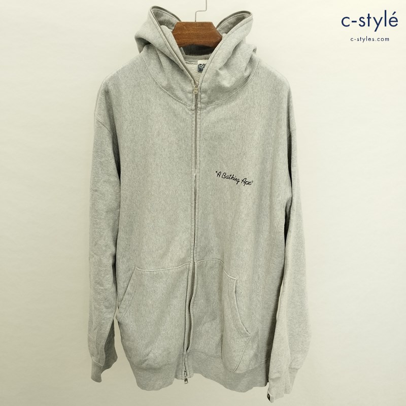 A BATHING APE アベイシングエイプ パーカー XL グレー General made 長袖 バックプリント フーディー