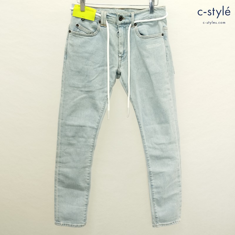 OFF-WHITE オフホワイト DENIM LABEL デニムパンツ 28 ライトブルー系 OMYA001S19C32025 7101 イタリア製