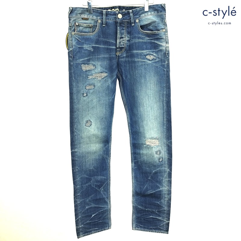 VANSON バンソン デニムパンツ 32 インディゴ NVBL-508 綿100％ ダメージ加工
