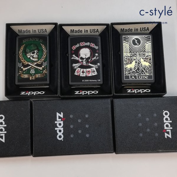 ZIPPO ジッポー オイルライター LA Lune ウルフ ドクロ トランプ APOCALYPSE 13 喫煙具 計3点