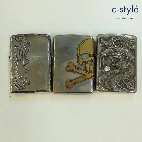 ZIPPO ジッポー オイルライター 1996年製 2005年製 2012年製 龍 ドラゴン ドクロ 喫煙具 計3点