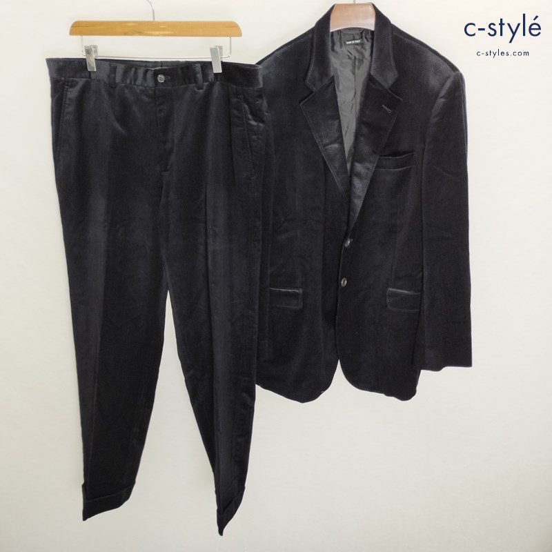 GIORGIO ARMANI ジョルジオ アルマーニ ジャケット パンツ 54 ブラック セットアップ コーデュロイ 055545