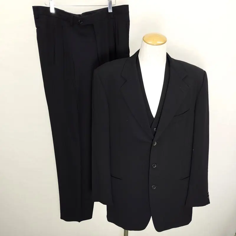 GIORGIO ARMANI ジョルジオ アルマーニ ジャケット スラックス セットアップ+ジレ 52 50 ブラック スーツ 3B