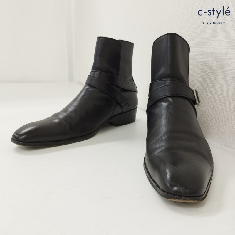 BURBERRY BLACK LABEL バーバリーブラックレーベル ショートブーツ 27 ブラック レザー ベルト BKA30-030