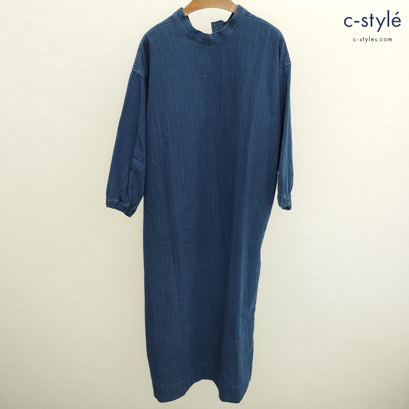 45R フォーティファイブアール デニムワンピース 0 ブルー系 8095039 ストライプ 綿100% 日本製 レディース
