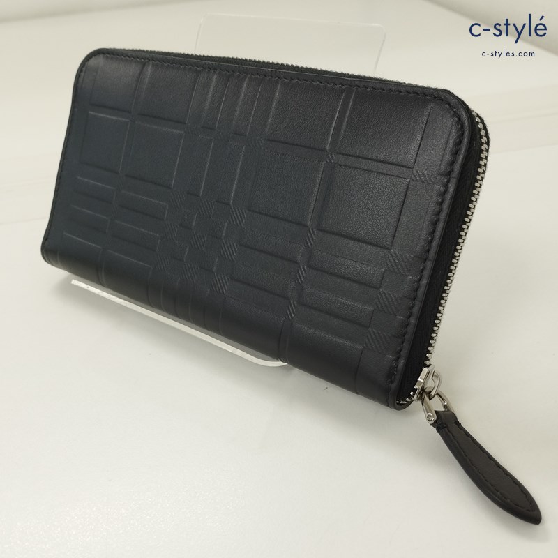 BURBERRY LONDON ENGLAND バーバリーロンドンイングランド 長財布 ブラック ラウンドファスナー 牛革