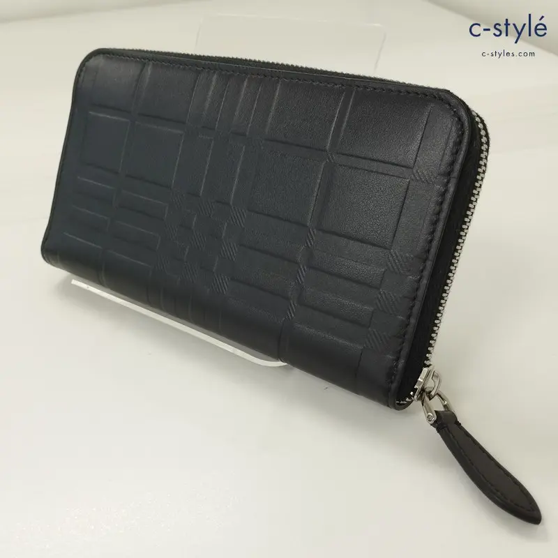 BURBERRY LONDON ENGLAND バーバリーロンドンイングランド 長財布 ブラック ラウンドファスナー 牛革