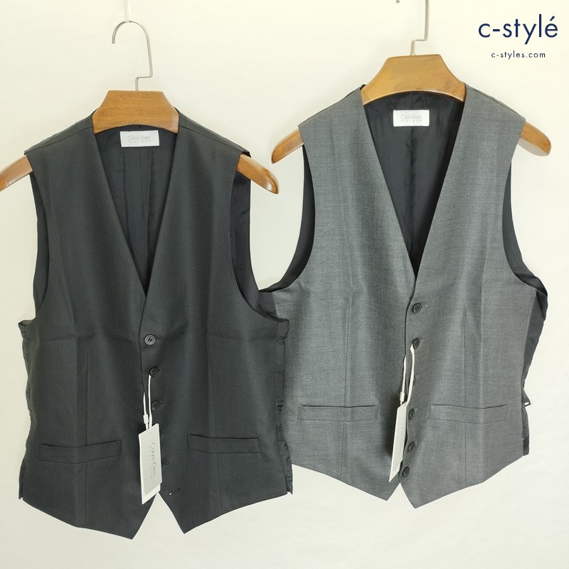 Calvin Klein PLATINUM カルバンクライン プラティナム ジレ 36 ブラック グレー ベスト ONWARD