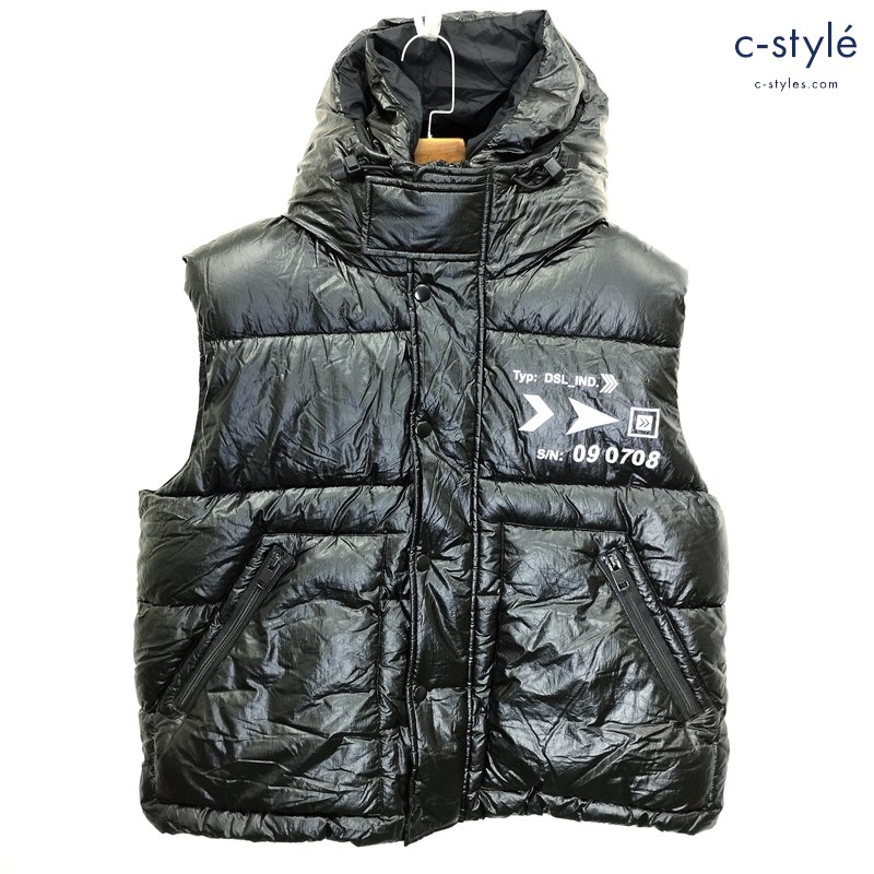 DIESEL ディーゼル W-SELLERS 中綿ベスト L ブラック フーディ