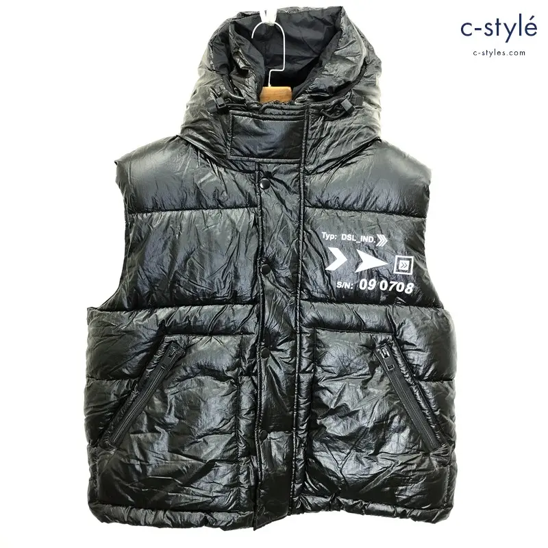 DIESEL ディーゼル W-SELLERS 中綿ベスト L ブラック フーディ