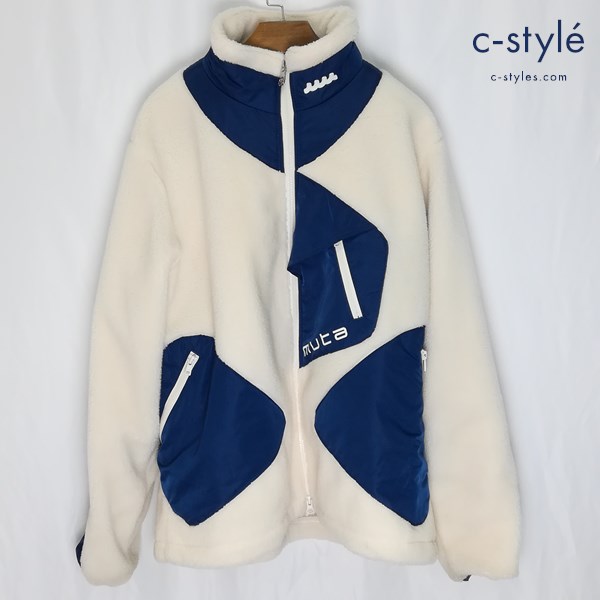 muta marine ムータマリン スタンドカラーボアジャケット 6 ホワイト×ネイビー MMJC-443119