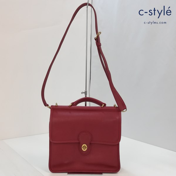 COACH コーチ ショルダーバッグ レッド系 L4B-9927 OLD COACH 2WAY ターンロック 本革レザー
