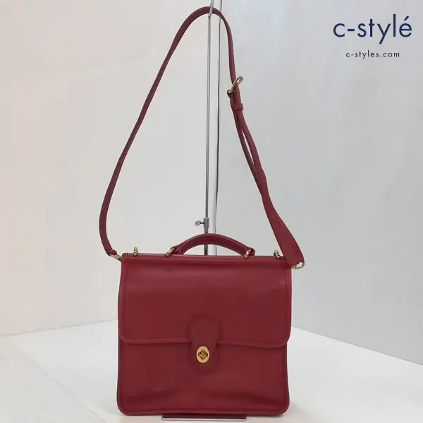COACH コーチ ショルダーバッグ レッド系 L4B-9927 OLD COACH 2WAY ターンロック 本革レザー