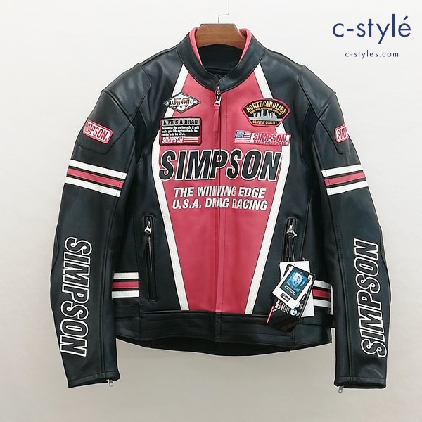 SIMPSON シンプソン レザージャケット 3L ブラック SLJ-7112 牛革 バイクウェア