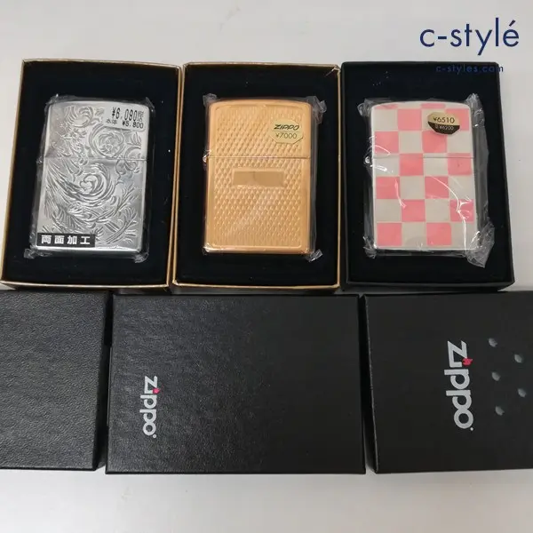 ZIPPO ジッポー 2001年 ウロコ模様 2004年 アラベスク 2005年 市松模様 喫煙具 計3点