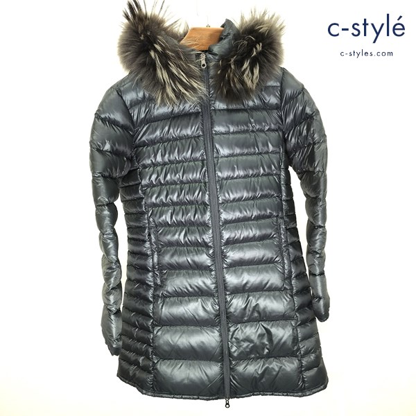 DUVETICA デュベティカ ダウンコート 44 ブラック OCIROE g32-003d90-201 ファーフード付 レディース