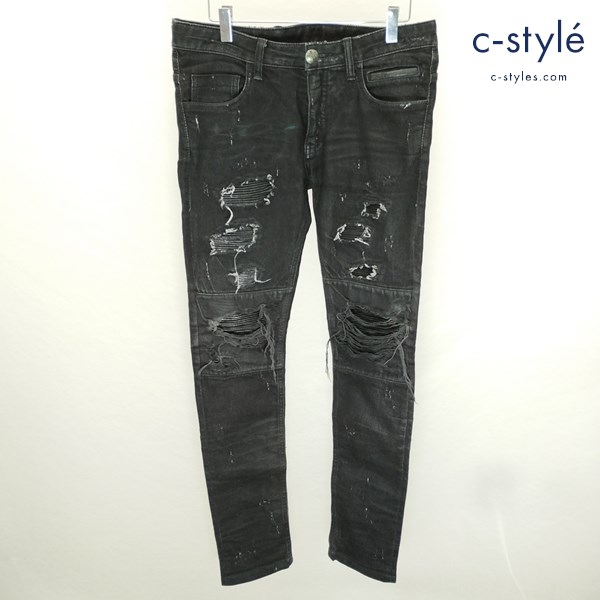 14th Addiction フォーティ-ンス アディクション デニムパンツ 2 ブラック ダメージ加工