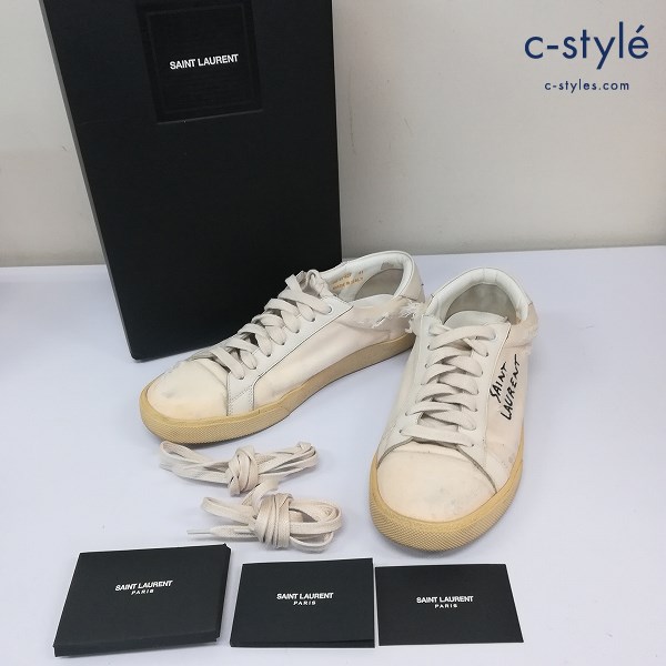 SAINT LAURENT PARIS サンローラン パリ ヴィンテージ加工 キャンバススニーカー 41 ベージュ 471827