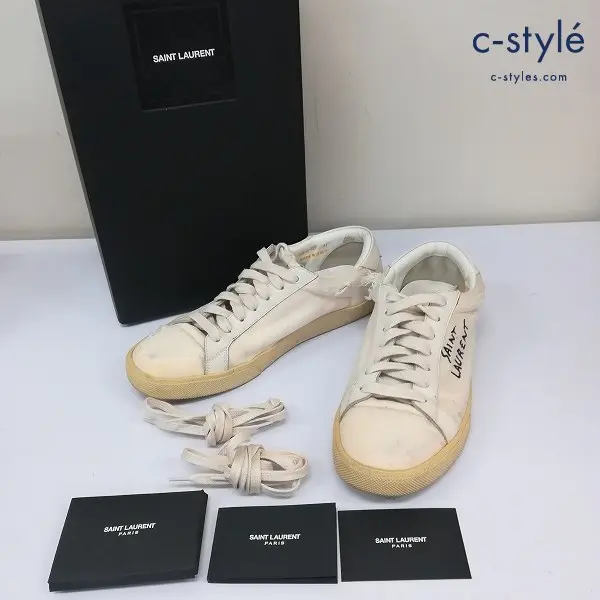 SAINT LAURENT PARIS サンローラン パリ ヴィンテージ加工 キャンバススニーカー 41 ベージュ 471827
